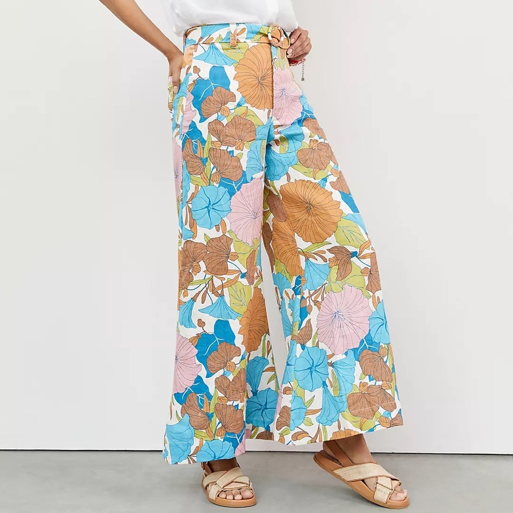 anthropologie faithfull linen wide leg pants